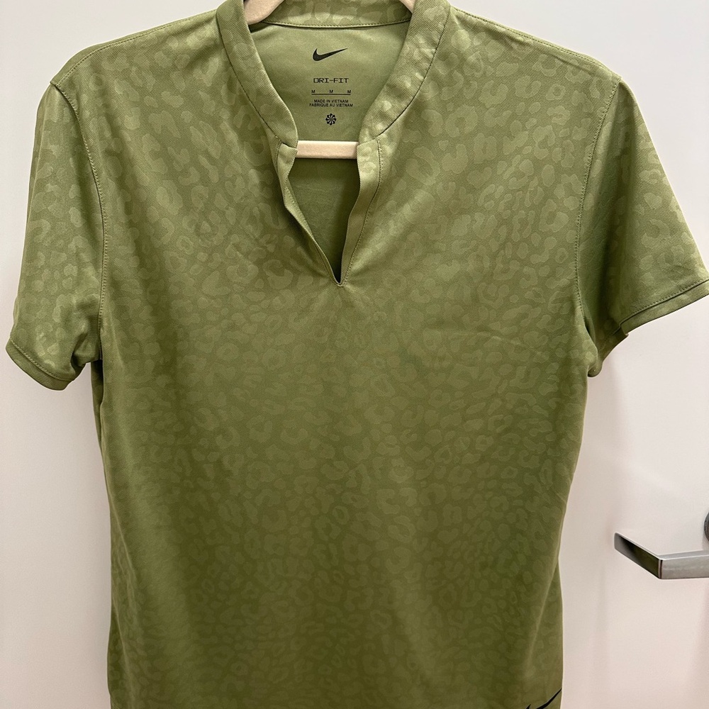 Nike Women’s Green Patterned Polo Shirt